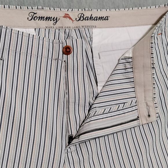 Tommy Bahama Short Men 36 Actual 40 Striped Chino Flat Front Stretch 10" Inseam - Picture 7 of 14